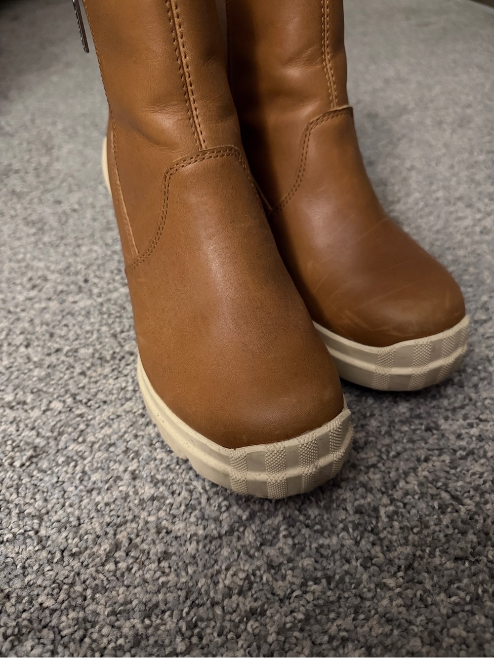 Women’s Sorel Tan Leather Platform Boots
